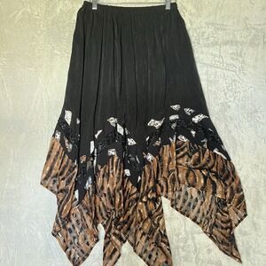 VTG Y2K Asymmetrical Midi Skirt whimsιgoth‎ Maximalist Witchy Sz M Handcrafted